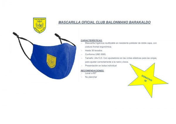 Mascarilla oficial Club Balonmano Barakaldo